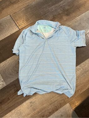 Johnnie o medium Light Blue & White Striped Polo Shirt